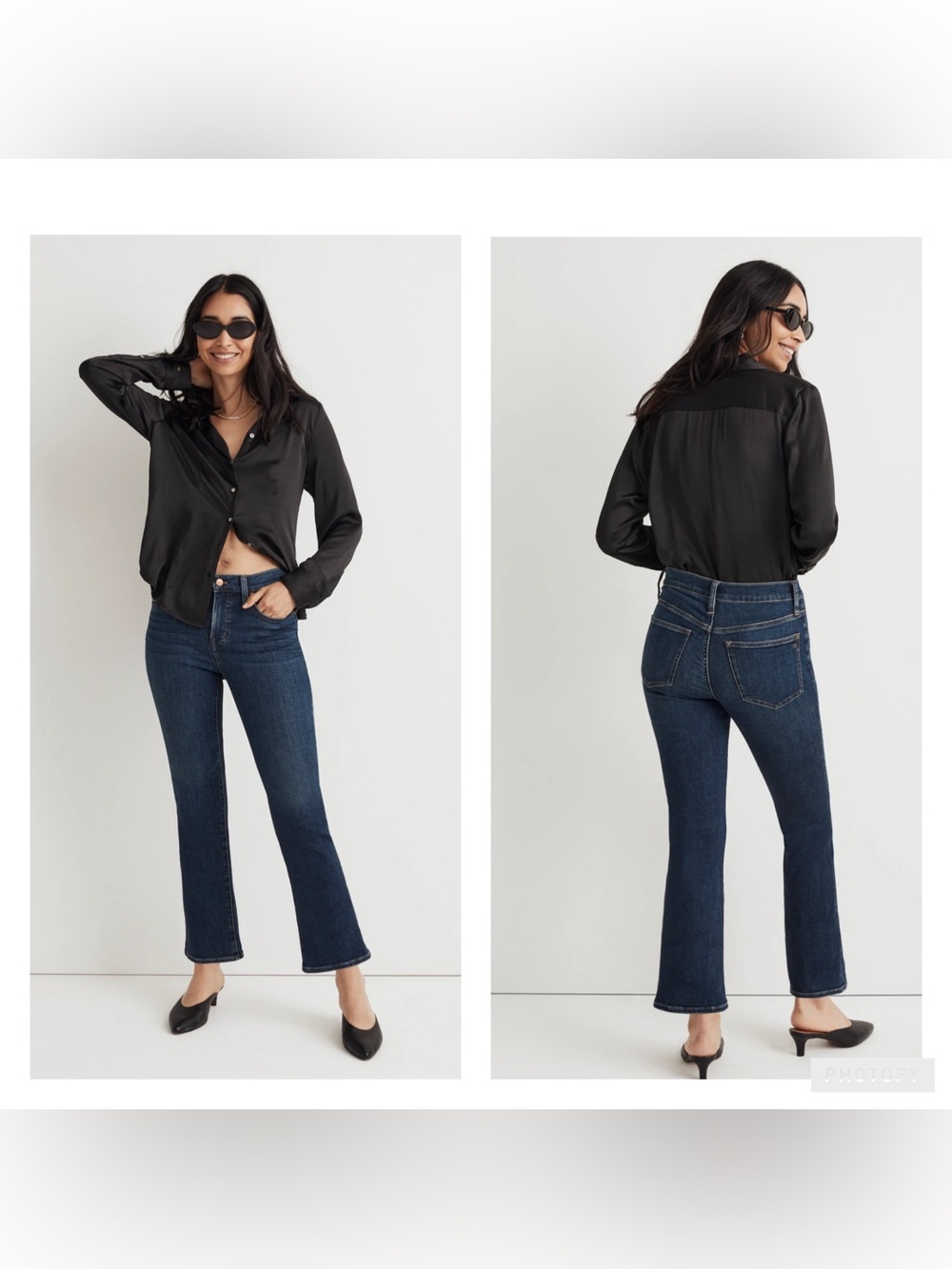 Madewell Mid-Rise Kick Out Crop Jeans NN471 Dark Wash Cali Demi Fit Sz 28